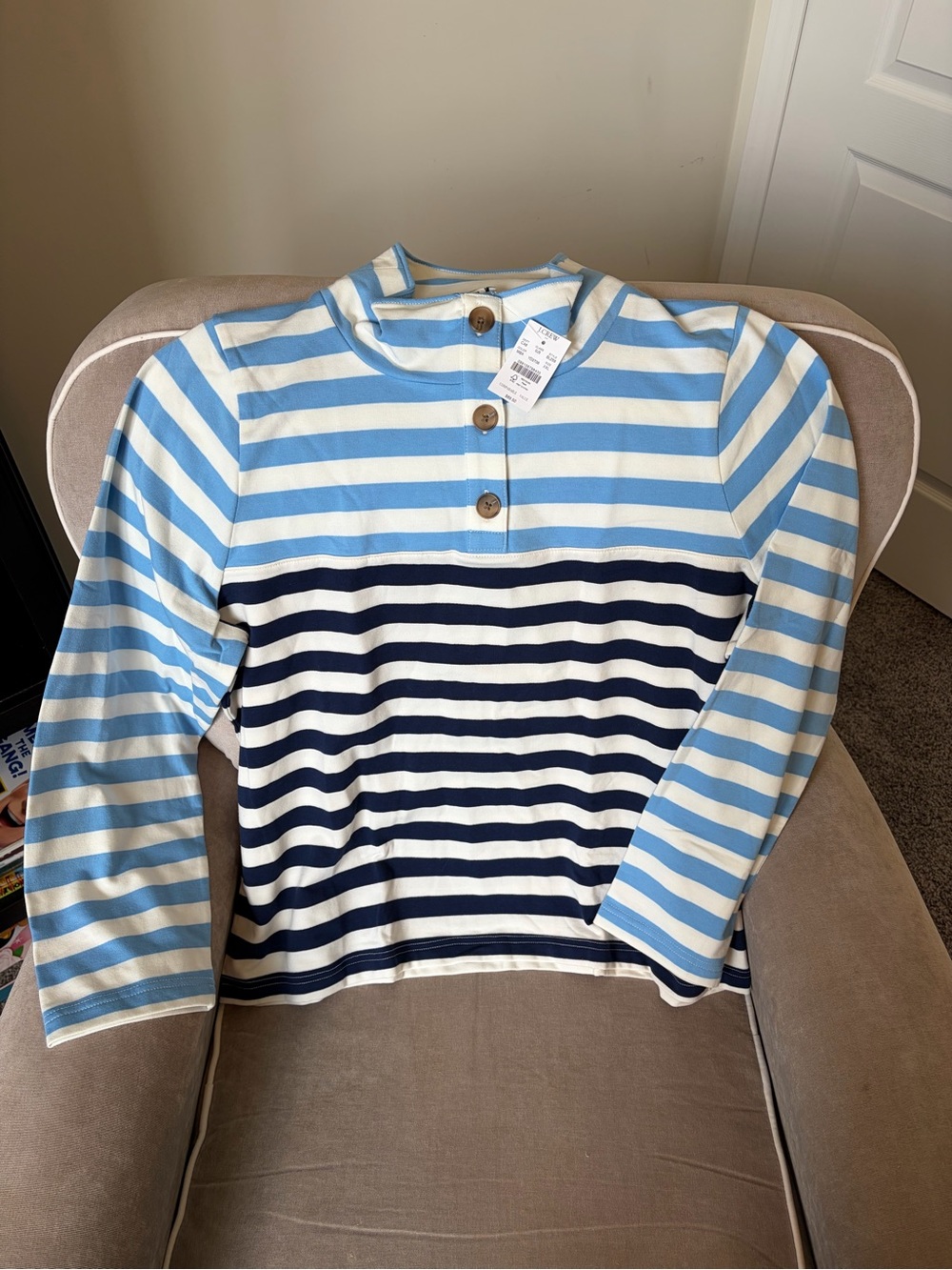 J.Crew Striped button-front pullover XXL NWT